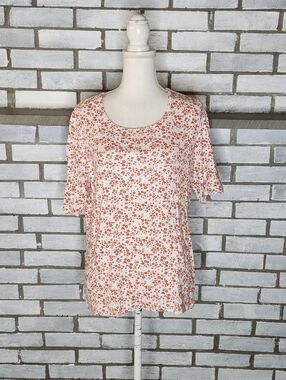 •Time & Tru Women's Short Sleeve Floral T-Shirt XL Multicolor Cotton Modal Blend
